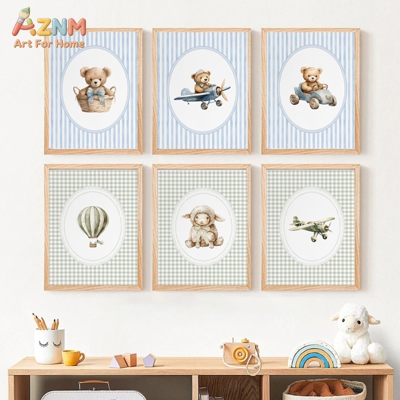 Baby Nursery Set Furniture - Watercolor Teddy Bear Nursery Wall Art