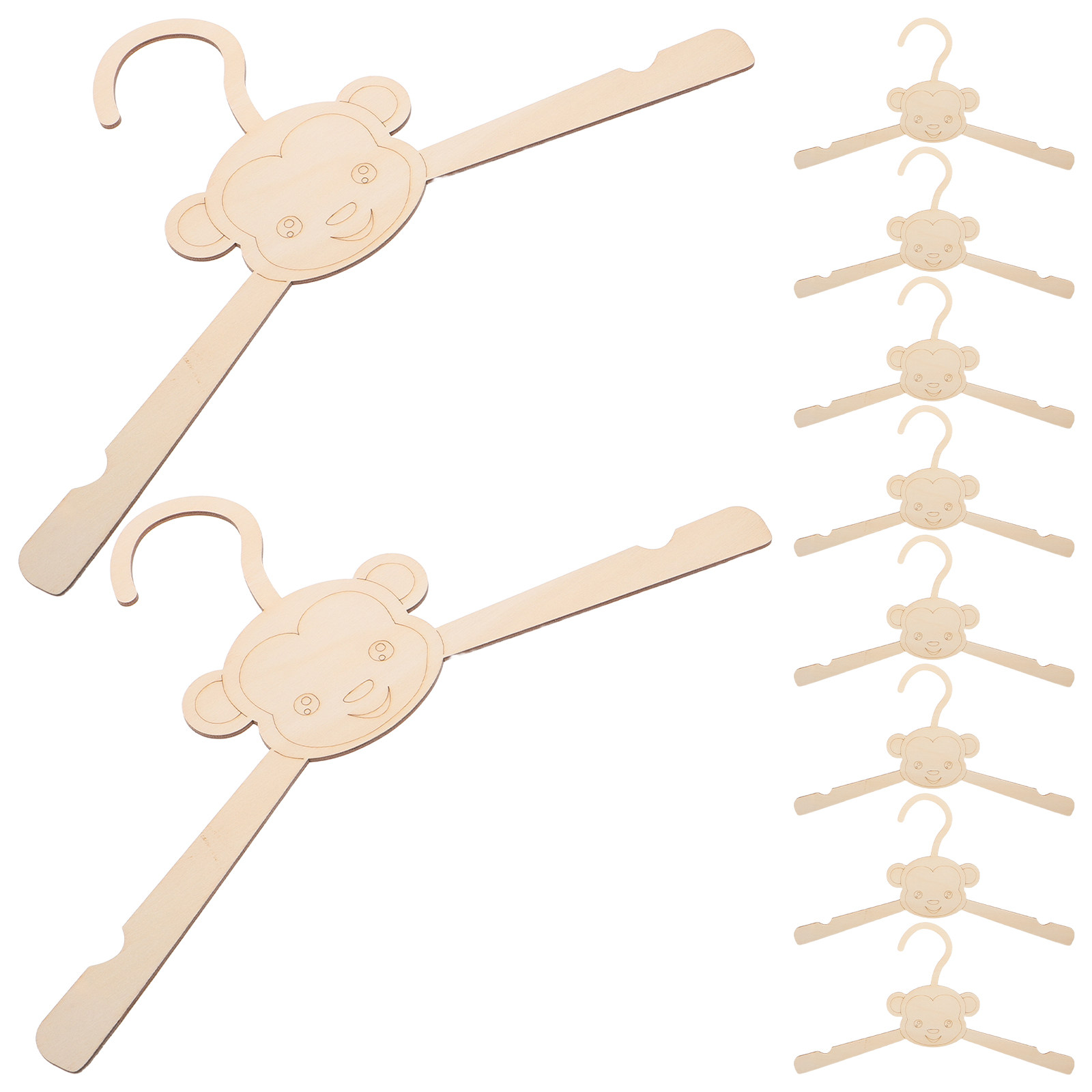 Baby Nursery Organizer - 10Pcs Baby Wooden Animal Hangers Monkey