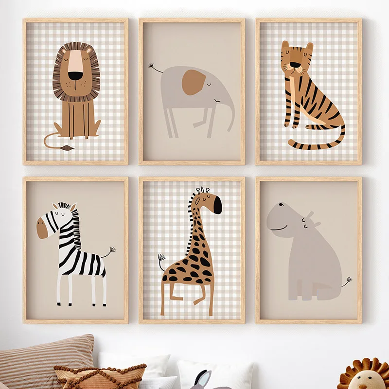 Baby Nursery Jungle - (No frame)Lion Tiger Elephant Giraffe Jungle