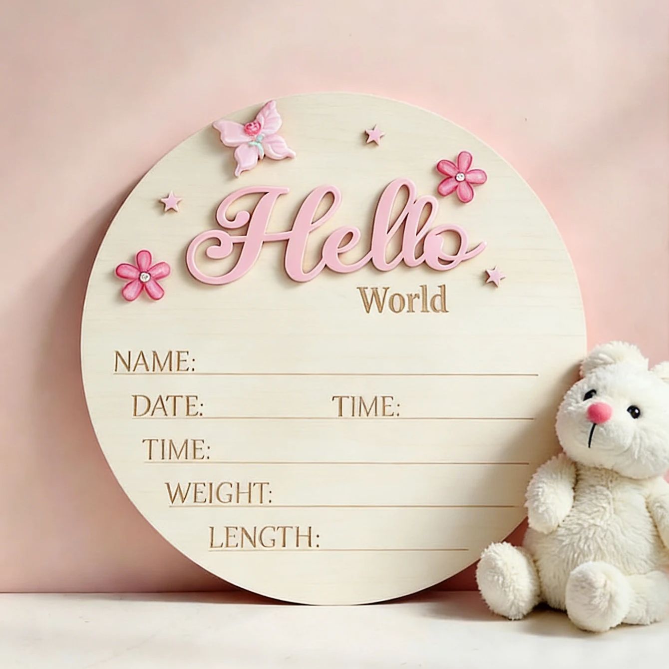 Milestone Card Set - Ylsteed Pink Butterfly Hello World Newborn