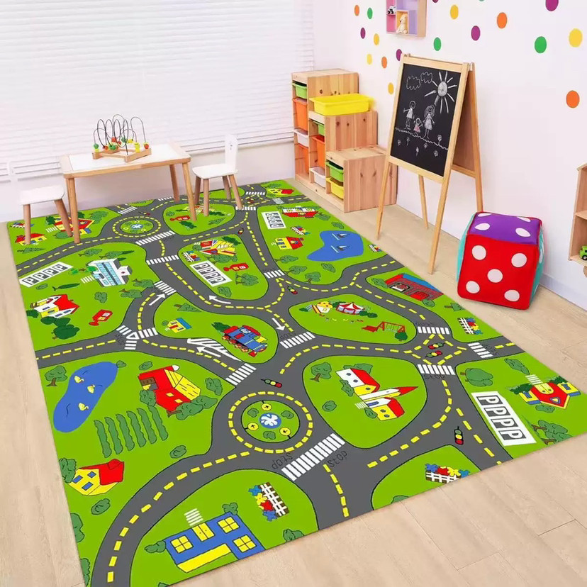 Baby Nursery Decor Boy - Kids Road Traffic Carpet Cartoon Car