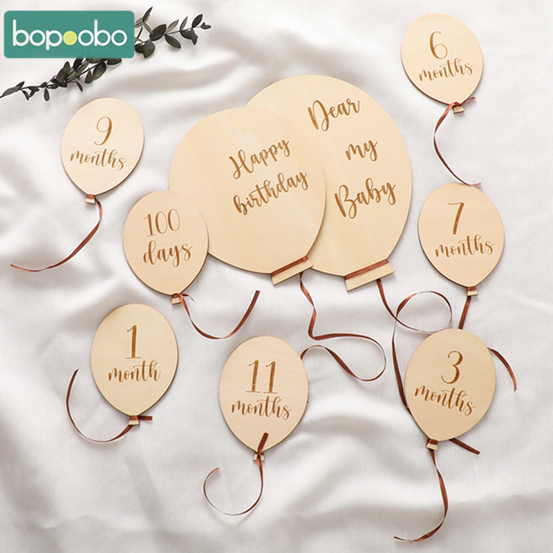 Milestone Card Set - 9PCS Baby Wooden Balloon Milestone1-12 Month