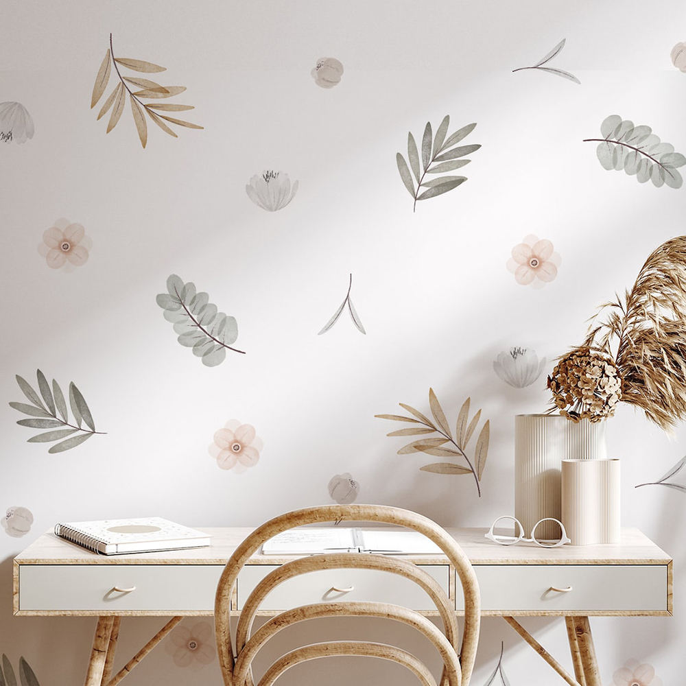 Baby Nursery Set Furniture - Boho Leaves Botanical DIY Wall Decals
