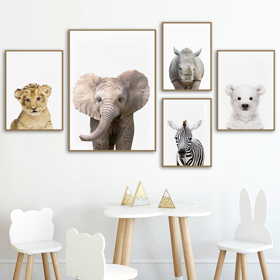 Baby Nursery Jungle - 1pc frameless Canvas Painting Baby Safari