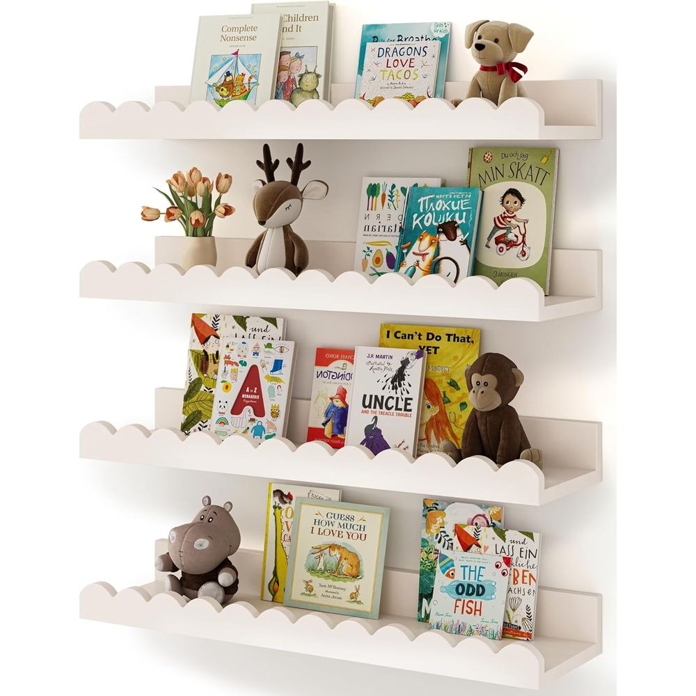 4-Pack White Floating Shelves, - огляд і ціна Baby Nursery Floating Shelves