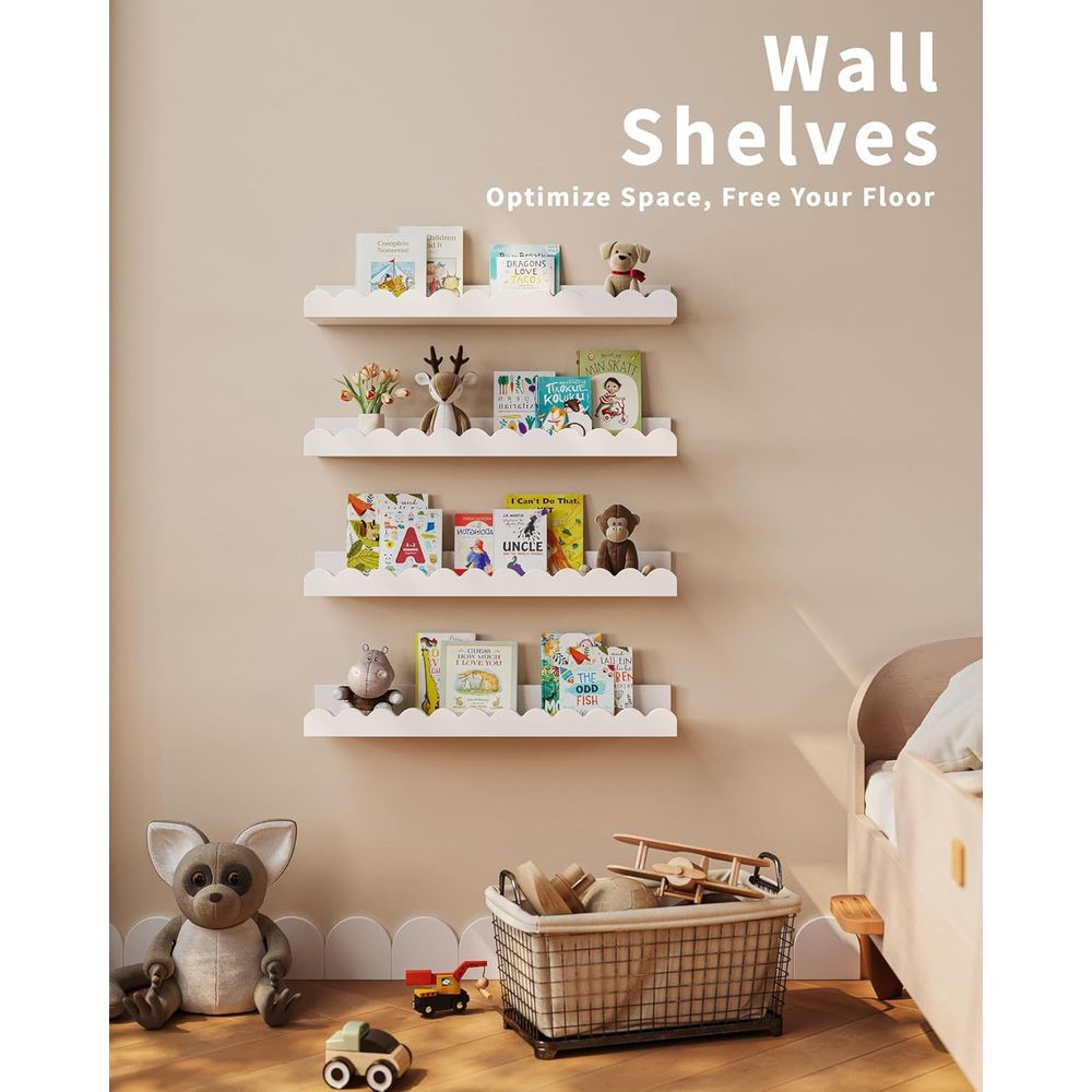 4-Pack White Floating Shelves, - огляд і ціна Baby Nursery Floating Shelves