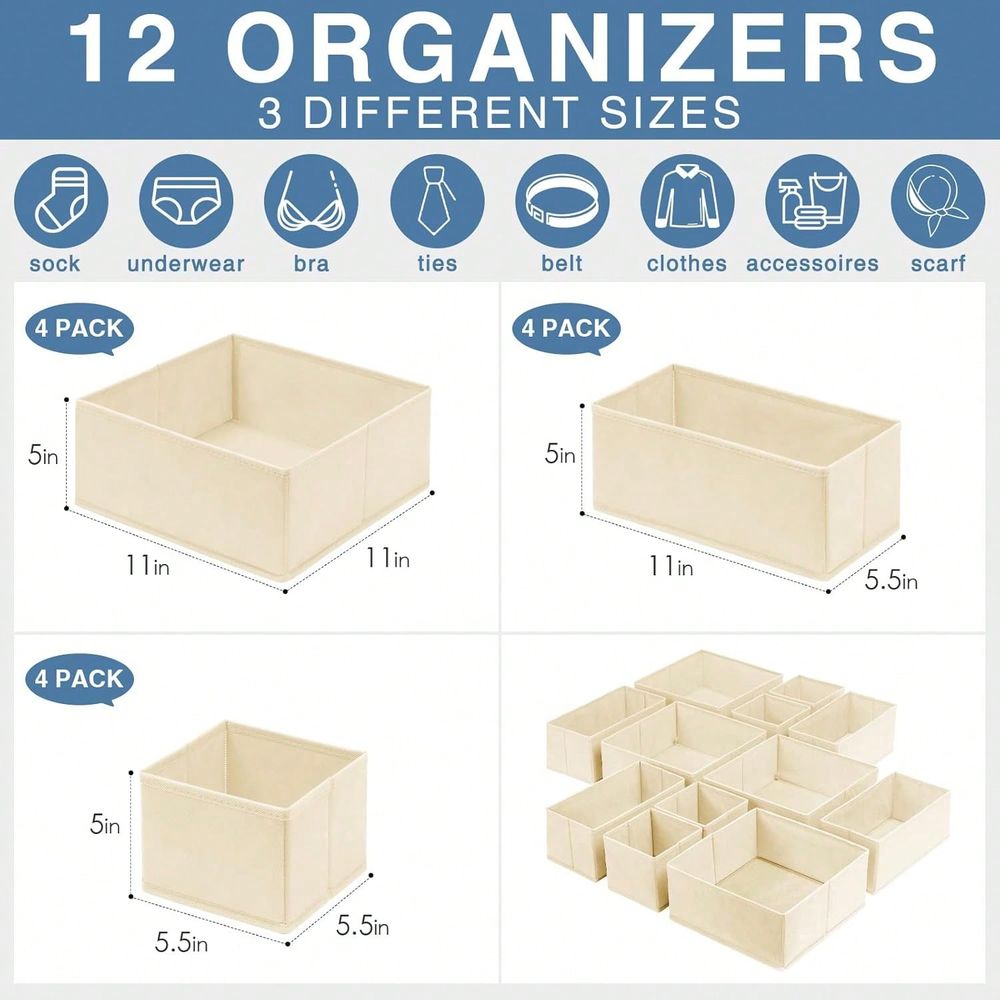 12PCS Set Drawer Organizer Clo - огляд і ціна Closet Organizer Baby