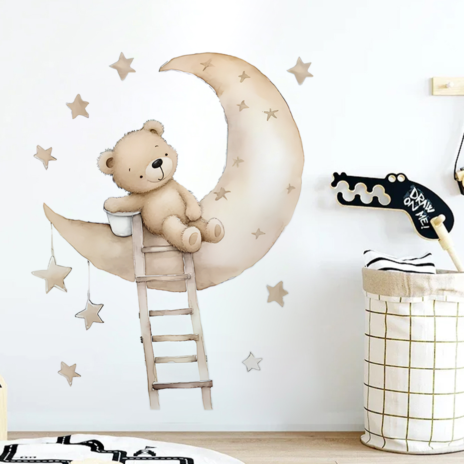 Cute Bear Star Cloud Wall Stic - огляд і ціна Baby Nursery Decor Boy