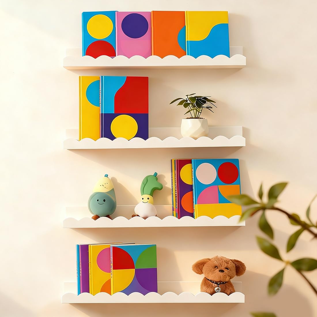 Set of 4 white scalloped float - огляд і ціна Baby Nursery Floating Shelves