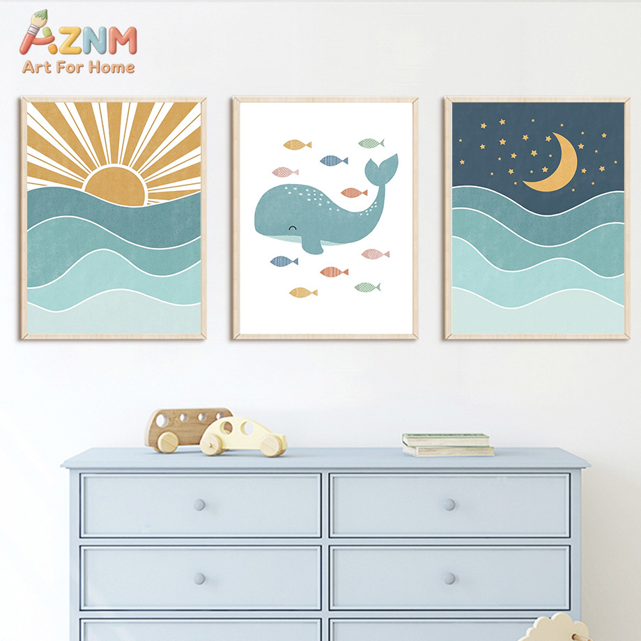 Fish Whale Seagull Sunrise Sun - огляд і ціна Baby Boy Nursery Quotes