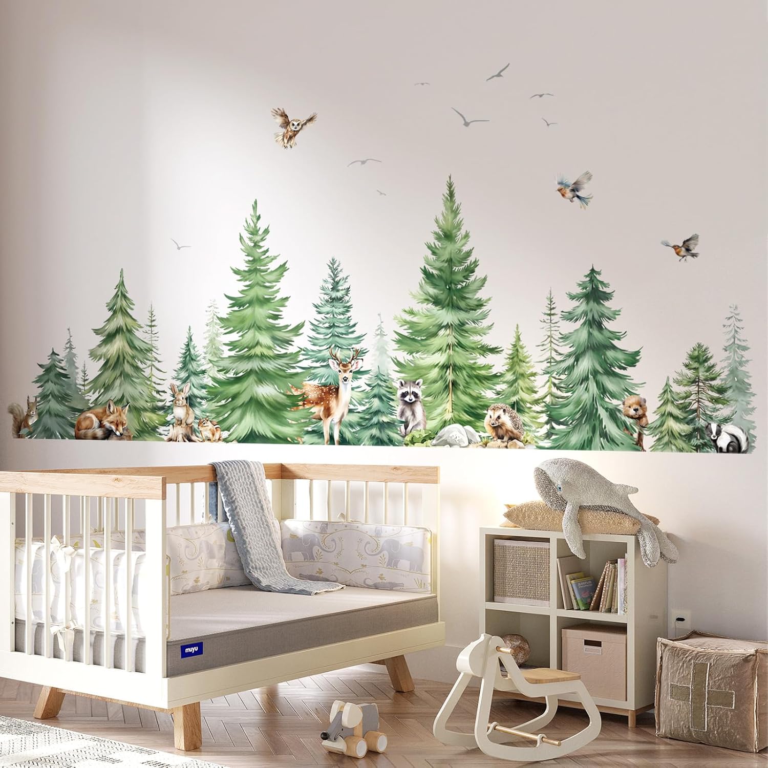 Large Watercolor Pine Tree Ani - огляд і ціна Baby Nursery Set Furniture