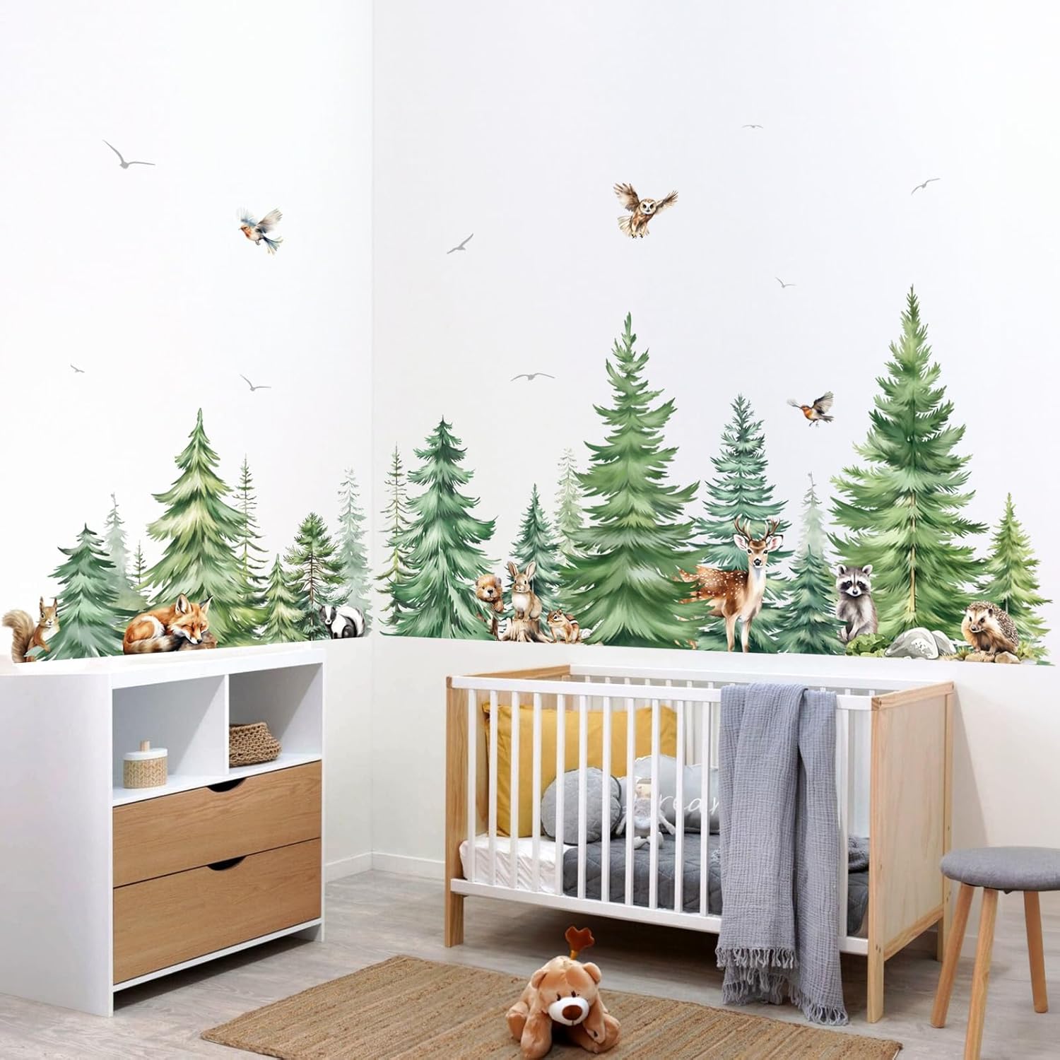 Large Watercolor Pine Tree Ani - огляд і ціна Baby Nursery Set Furniture