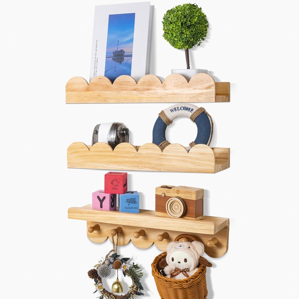 Nursery Book Shelves 3PCS Wood - огляд і ціна Baby Nursery Floating Shelves