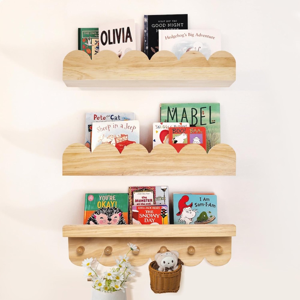 Nursery Book Shelves 3PCS Wood - огляд і ціна Baby Nursery Floating Shelves
