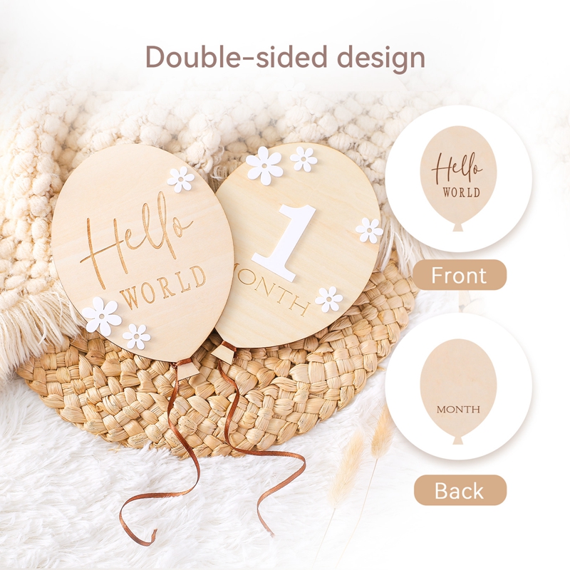 2Pcs Baby Wooden Balloon Miles - огляд і ціна Milestone Card Set