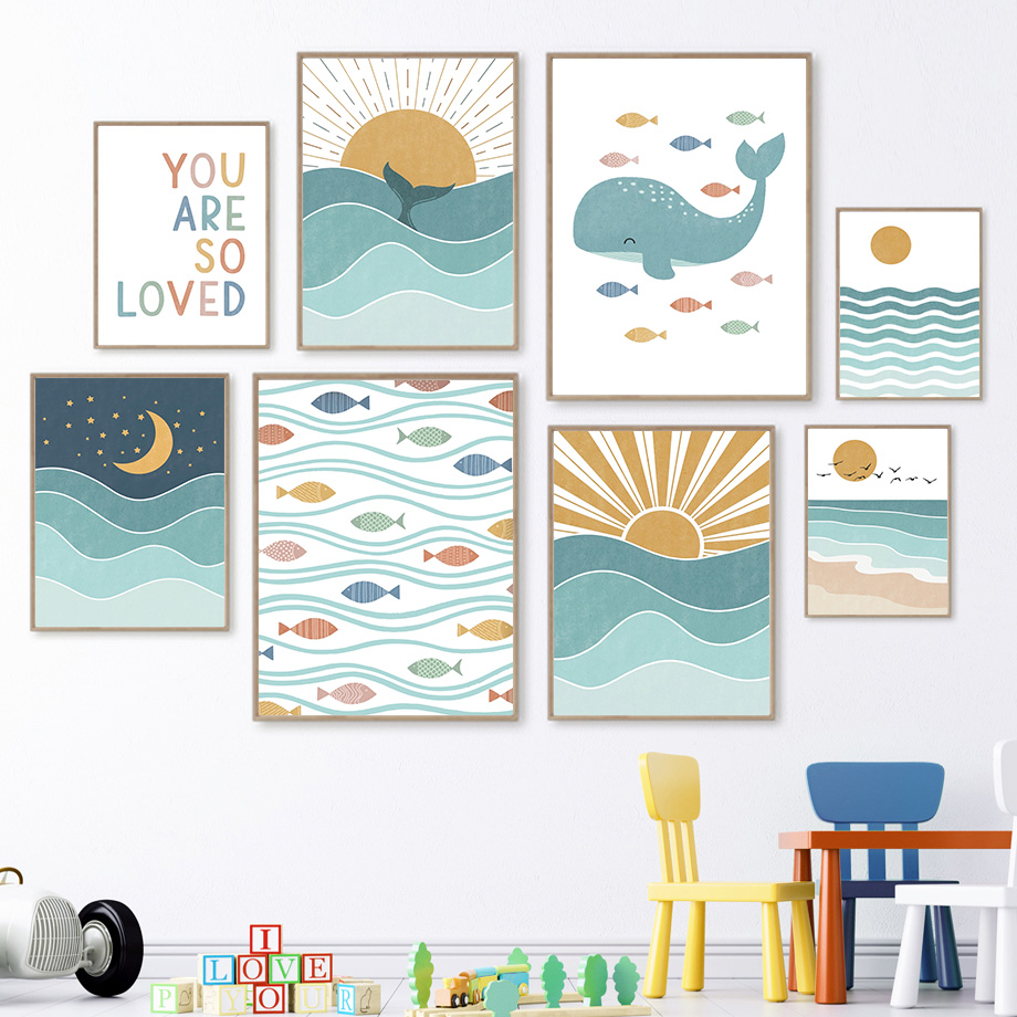 (2D canvas painting)  Fish Wha - огляд і ціна Baby Boy Nursery Quotes