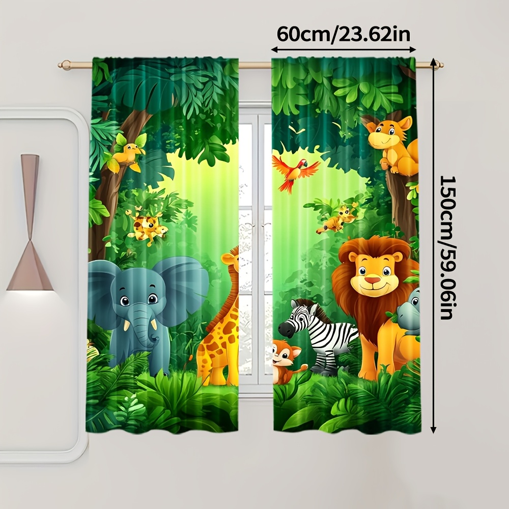 2pcs Cartoon Animal Curtains J - огляд і ціна Baby Nursery Jungle