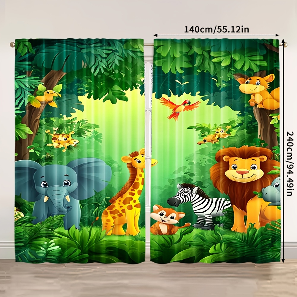 2pcs Cartoon Animal Curtains J - огляд і ціна Baby Nursery Jungle