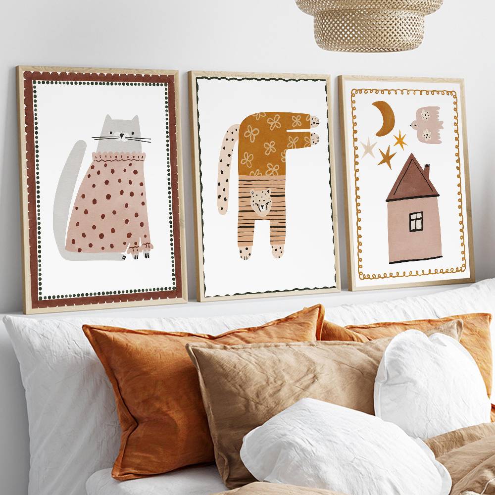 Neutral Boho Kids Poster Cute  - огляд і ціна Baby Nursery Wallpaper Neutral