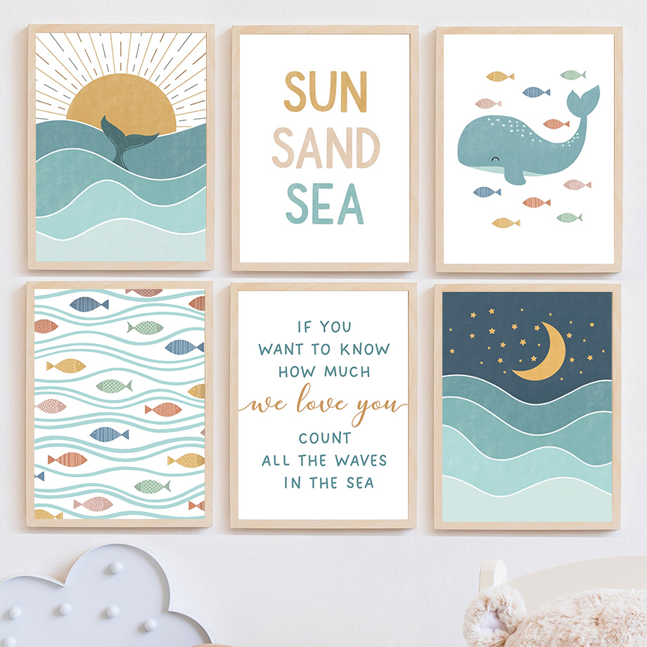 Fish Whale Seagull Sunrise Sun - огляд і ціна Baby Boy Nursery Quotes