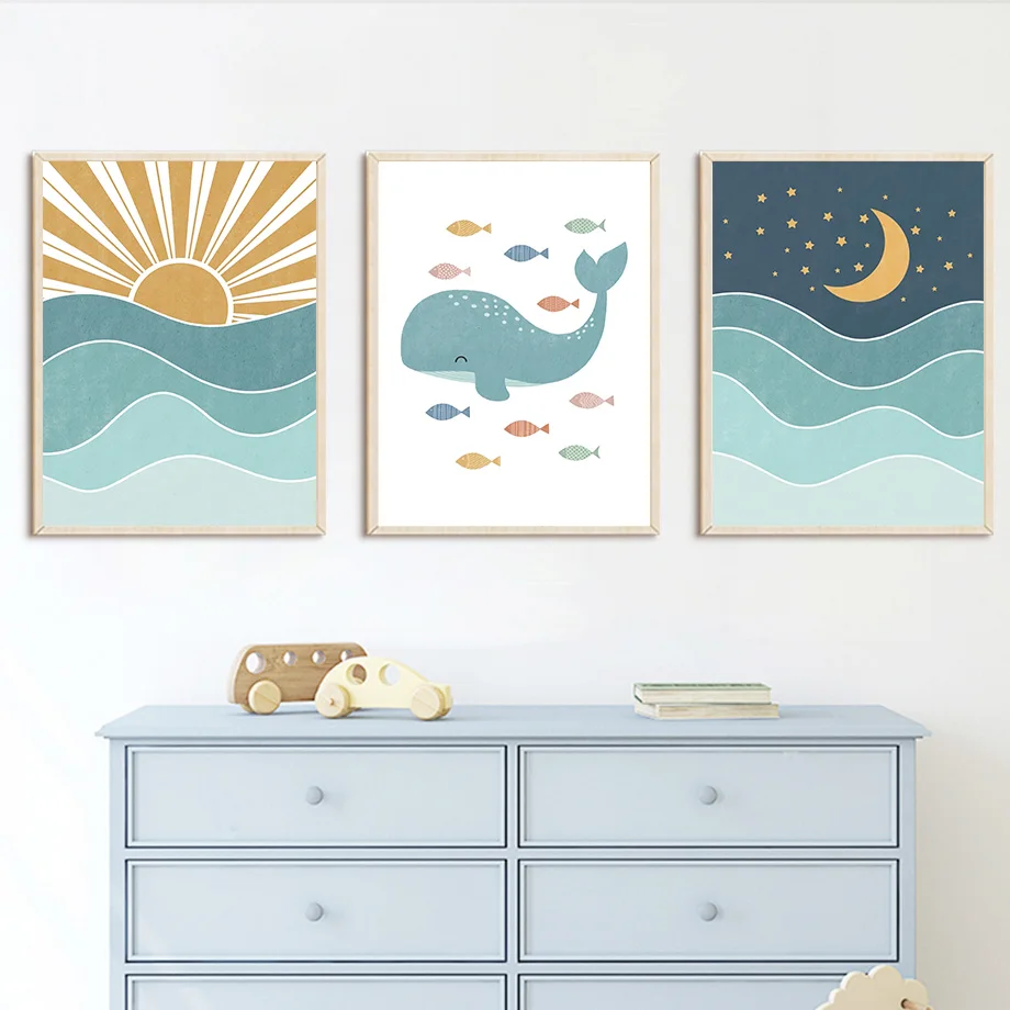 Fish Whale Seagull Sunrise Sun - огляд і ціна Baby Boy Nursery Quotes