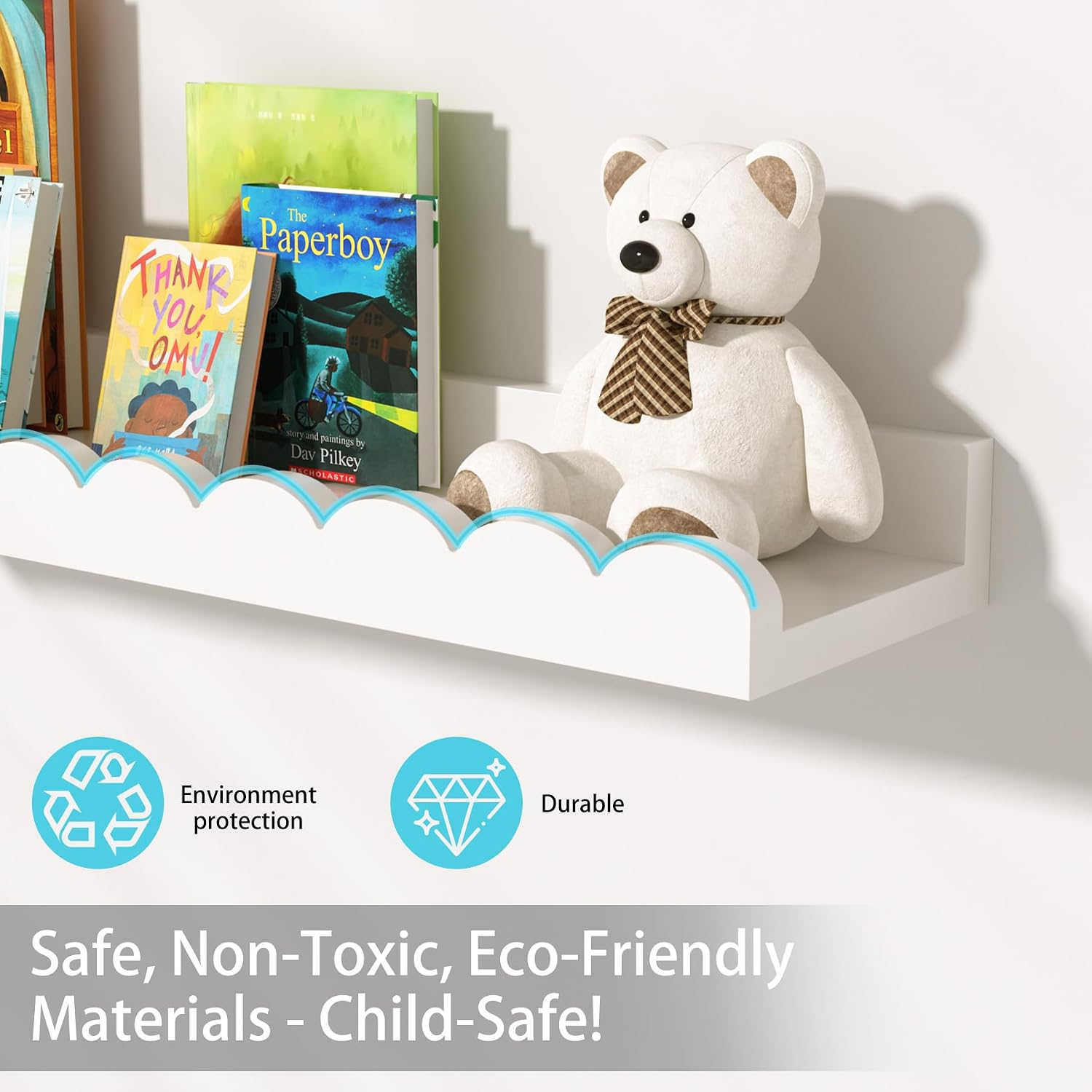 Set of 4 white scalloped float - огляд і ціна Baby Nursery Floating Shelves