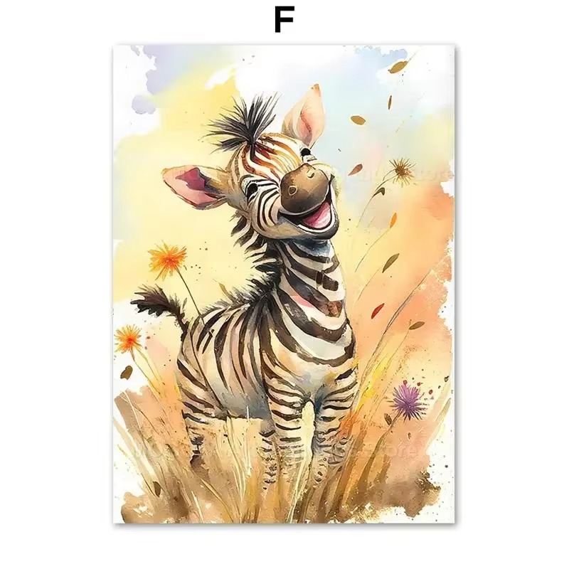 Watercolor Lion Giraffe Tiger  - огляд і ціна Animals Baby Nursery