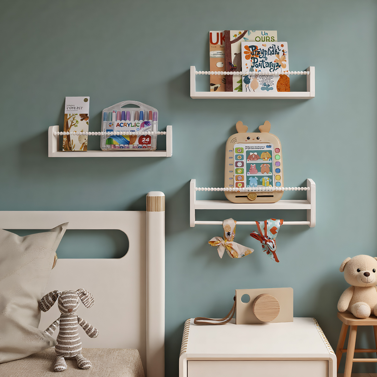 Floating Nursery Book Shelves  - огляд і ціна Baby Nursery Floating Shelves
