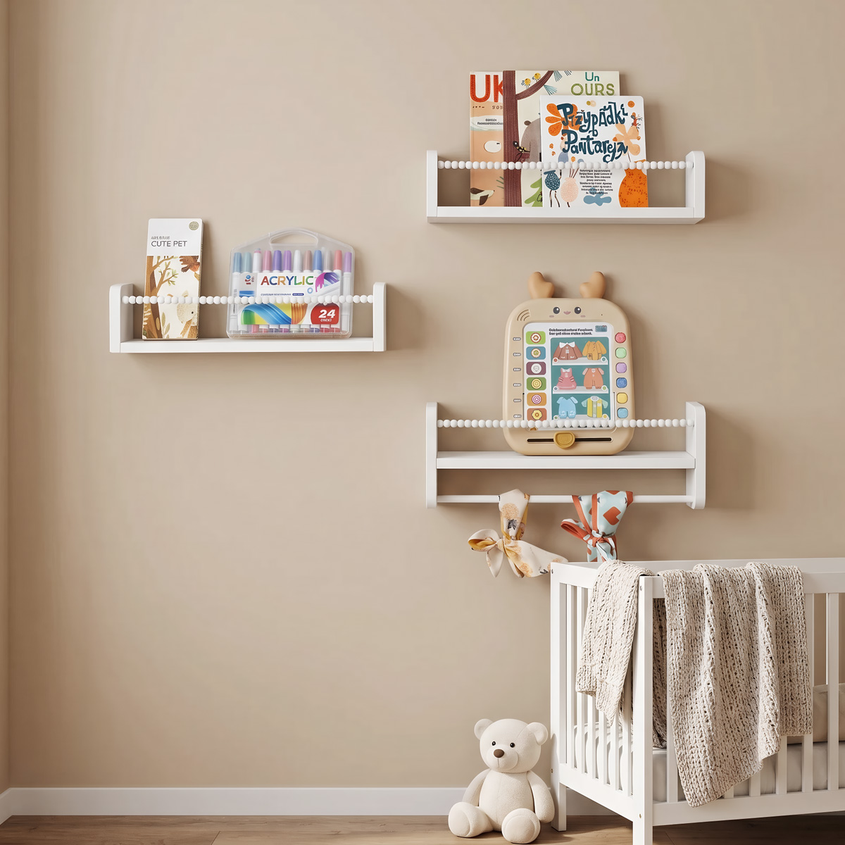 Floating Nursery Book Shelves  - огляд і ціна Baby Nursery Floating Shelves