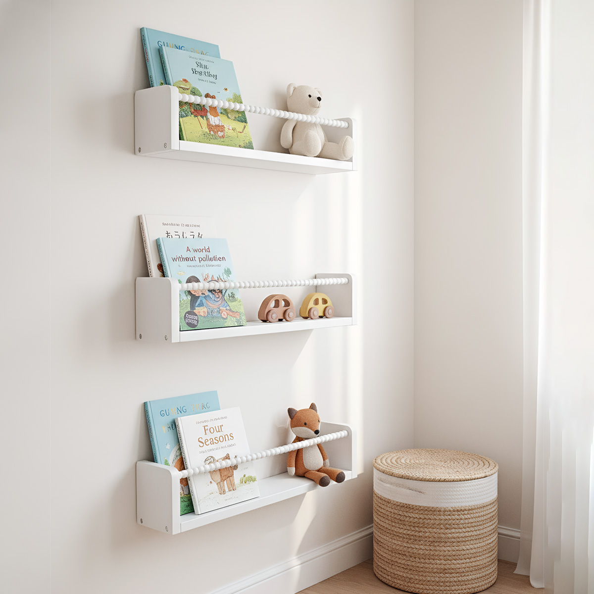 Wood Nursery Book Shelves, 15. - огляд і ціна Baby Nursery Floating Shelves